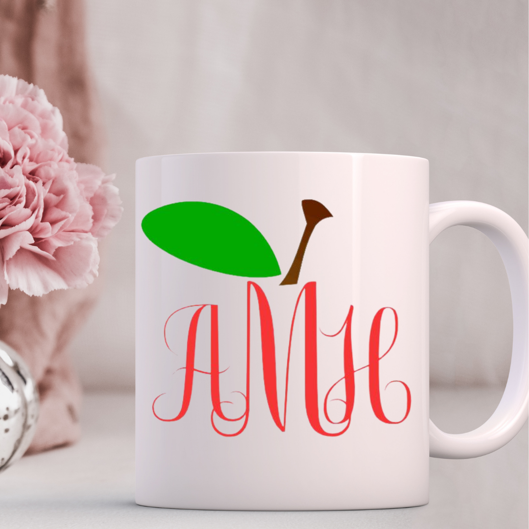 Apple Topper Monogram Mug