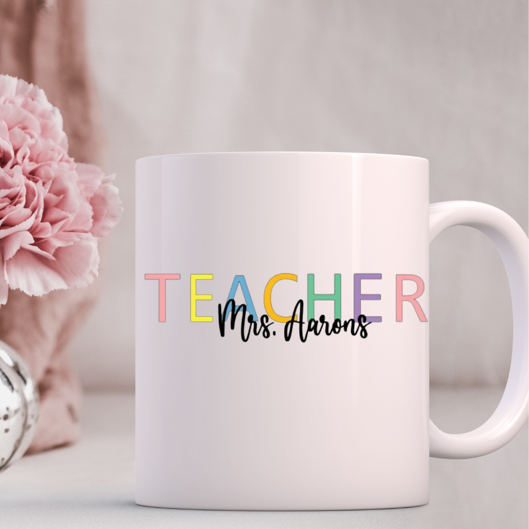 Color Block Teacher Mug-Horizontal