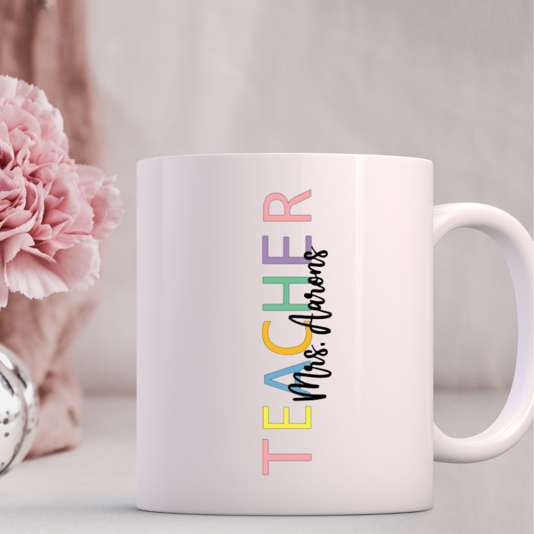 Color Block Teacher Mug-Vertical