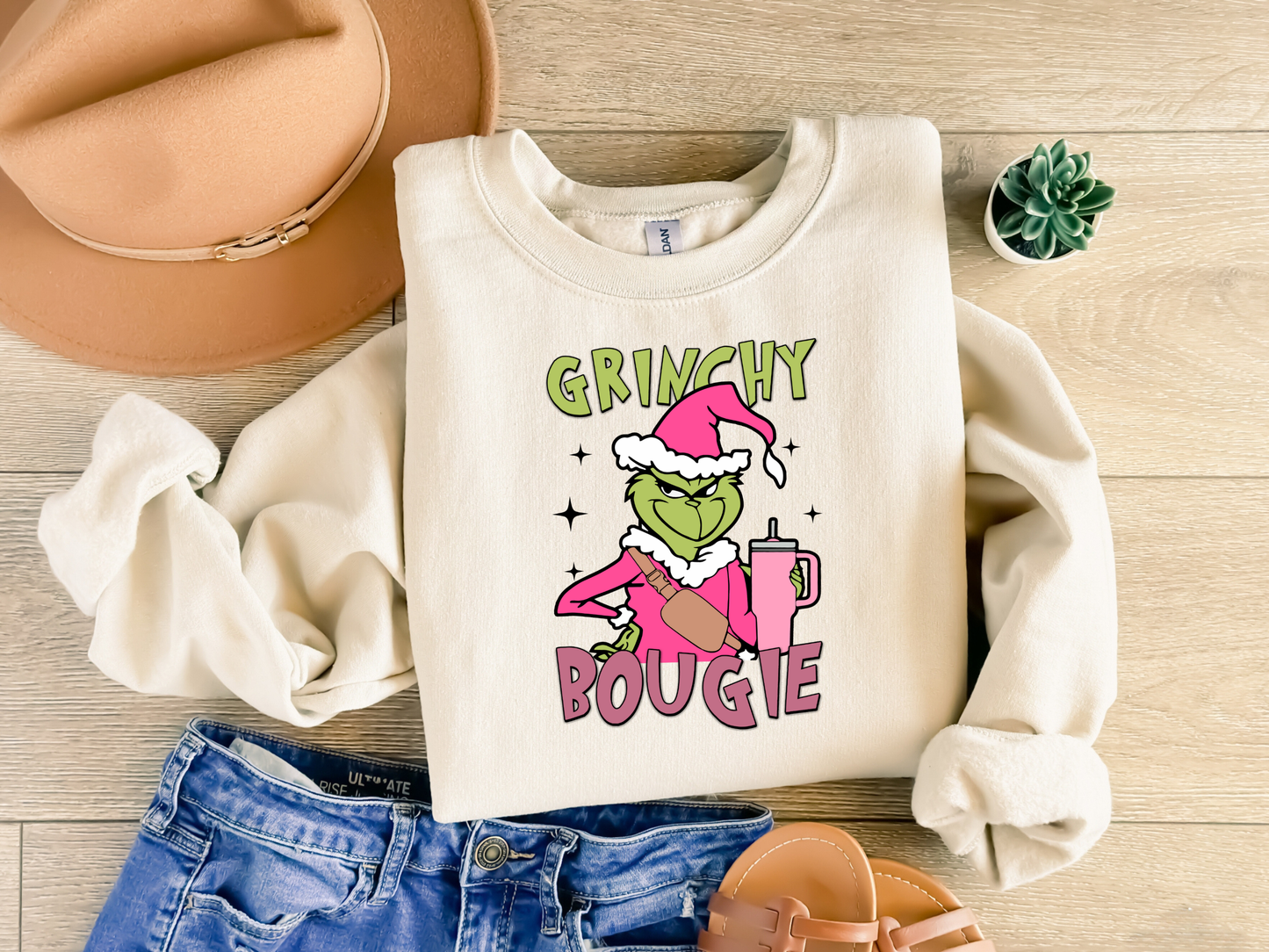 Grinchy Bougie Christmas Crewneck – Cute & Cozy Holiday Sweatshirt