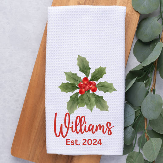 Ivy Tea Towel-Red Font