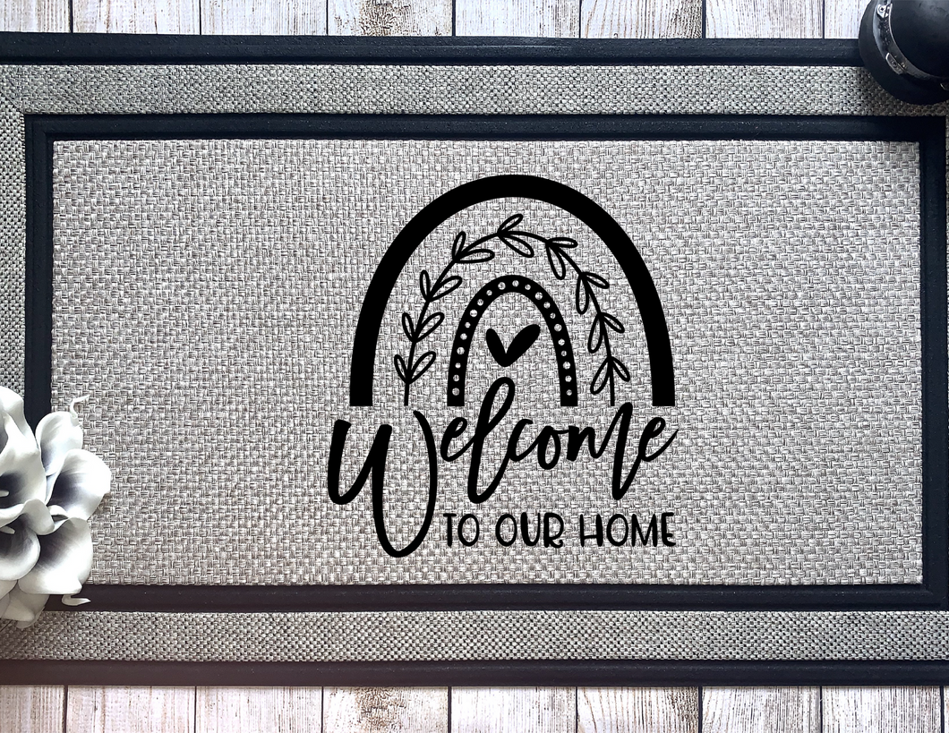 Welcome to Our Home Black & White Doormat