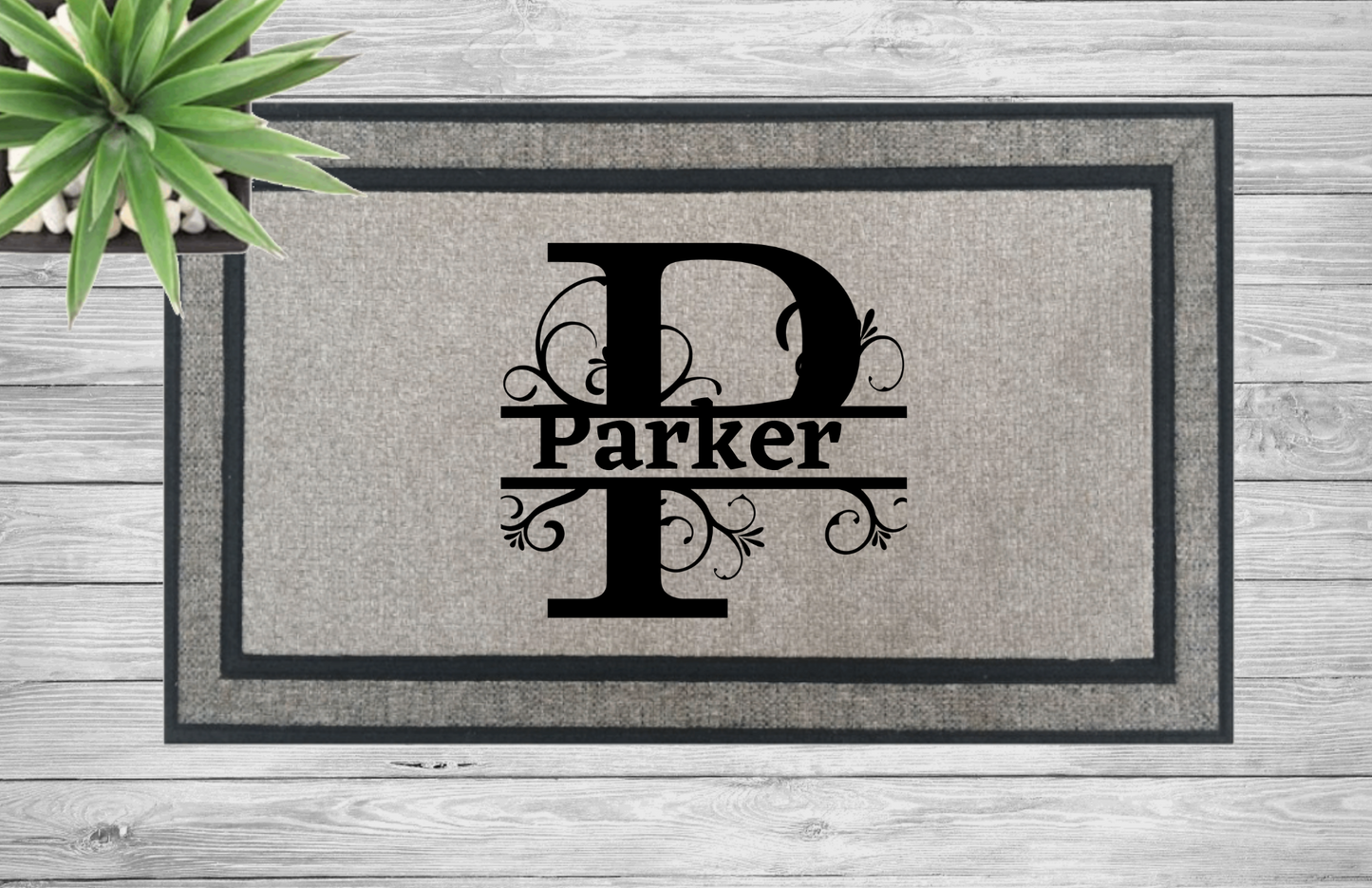 Split Monogram Doormat