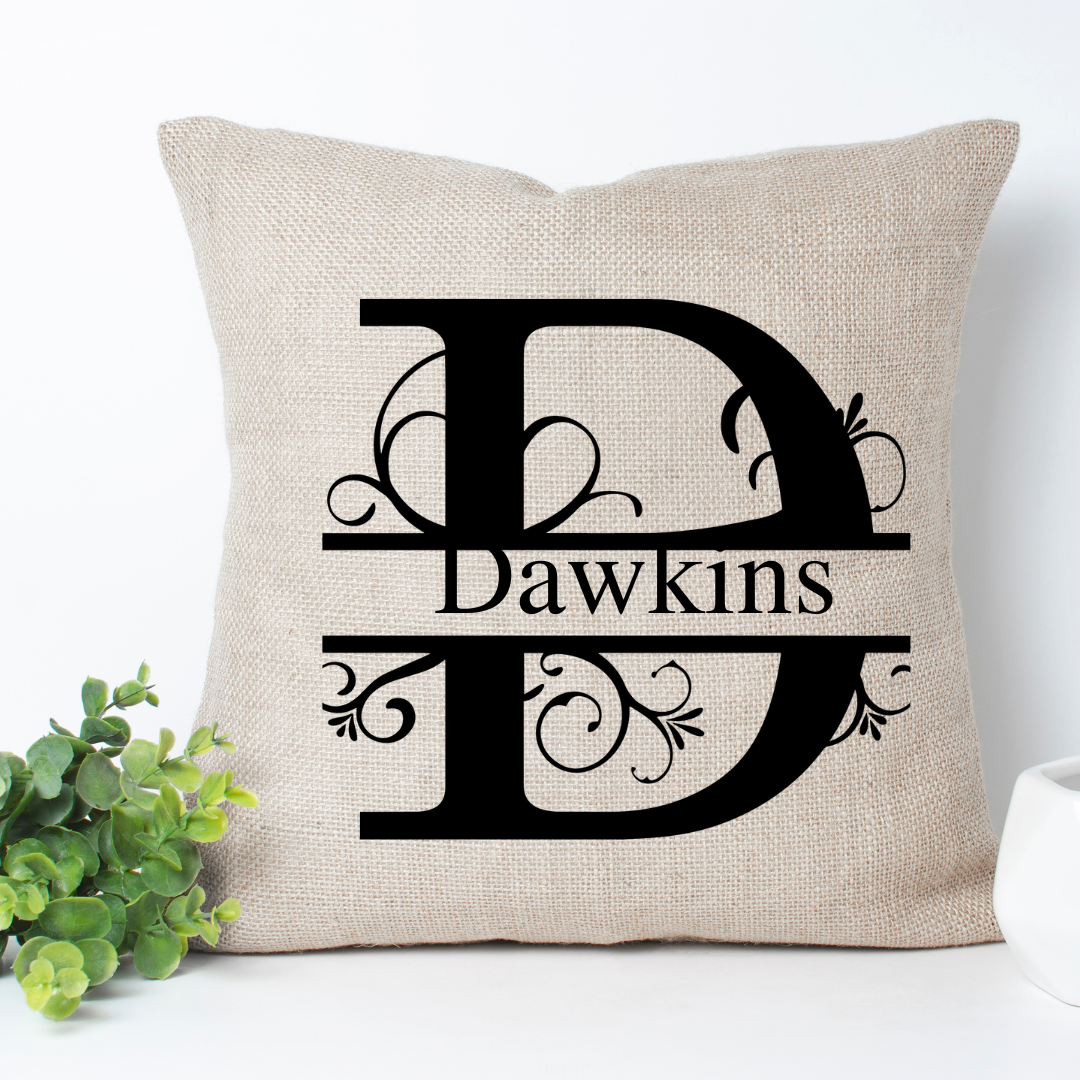Custom Split Monogram Pillow Cover