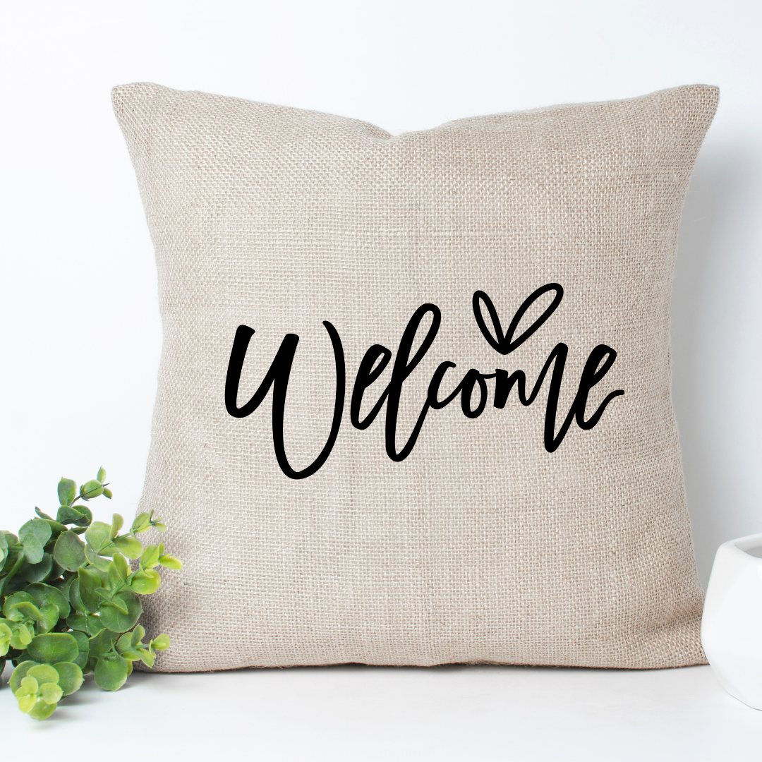 Welcome with a Heart Pillow Cover