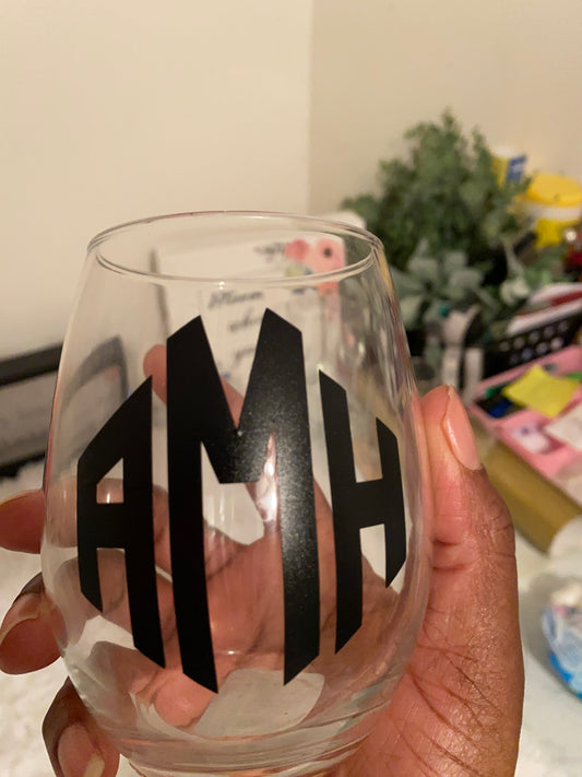 Monogrammed Wine Glass